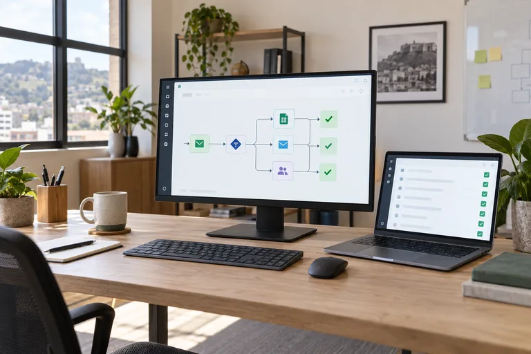 Flux de travail automatisé affiché sur un écran